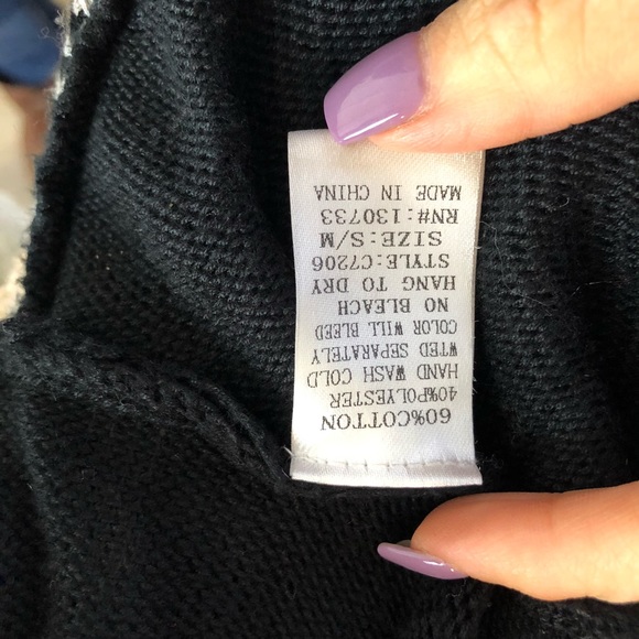 Umgee Black & White Cardigan with Crochet Detail - Picture 7 of 7